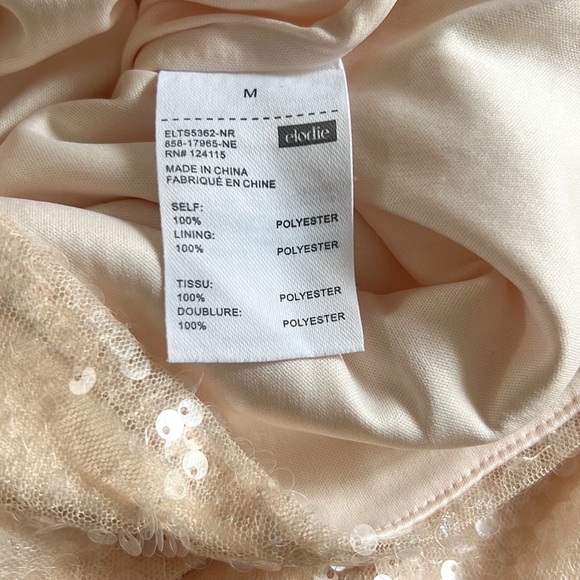 Elodie Sequin Tie Front Top Cropped Nude Tan NWOT - Picture 11 of 12